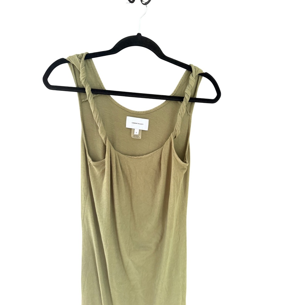 Current Elliott Olive Green Twisted‎ Strap Cotton Midi Tank Dress Size 2 Womens